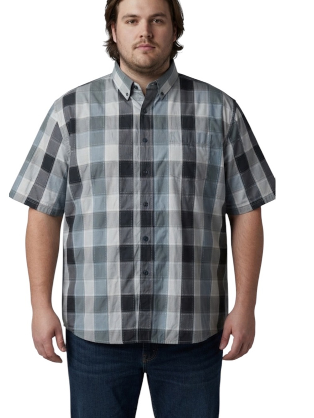 Beyond The Limit BTL Men's Plaid Short Sleeve Button Down Shirt Gray Black 4XL
